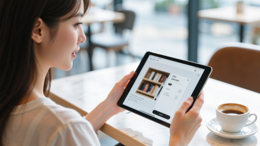 在线教育平台推广,年轻人使用平板电脑学习,现代化学习空间,明亮舒适环境