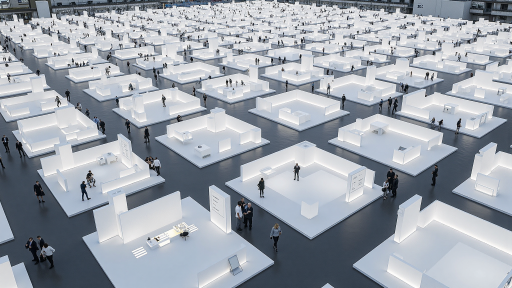 活动营销策划,活动现场布置,工作人员忙碌准备,大型会展厅